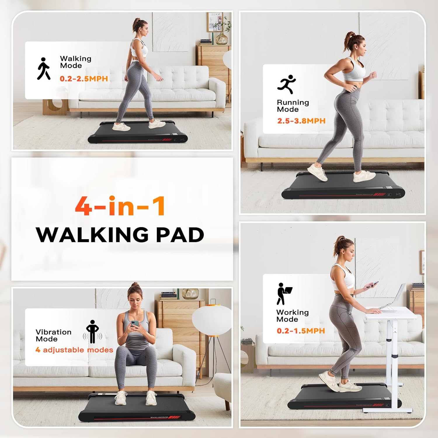 Vibrating Pad Remote Sperax 4 in 1 Walking Vibration Pad Treadmill, Walking Treadmill Pad f ...