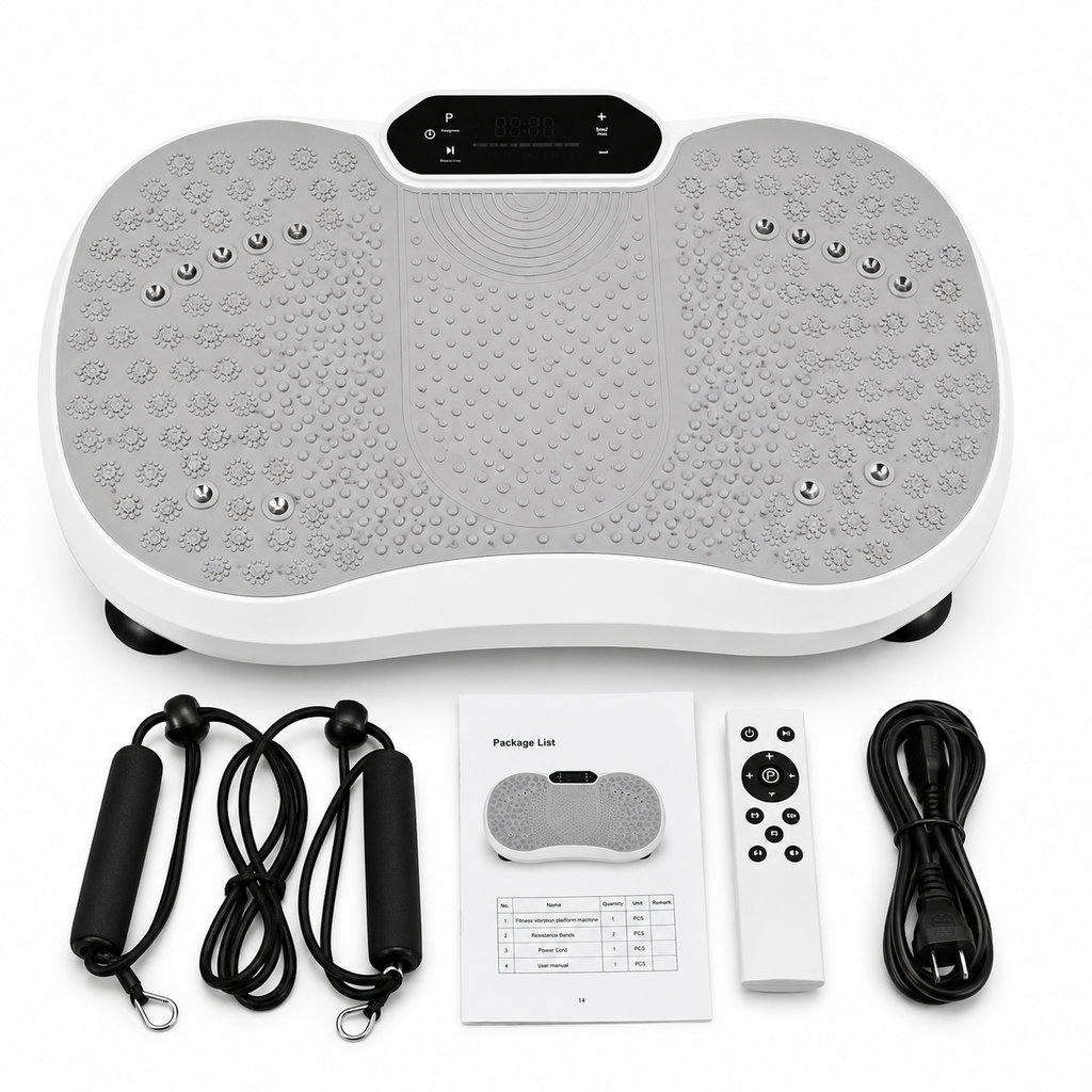 4D Whole Body Vibration Plate Fitness Machine with Resistance Bands & Remote