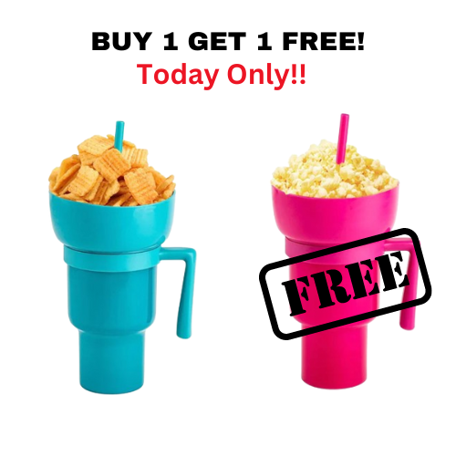 2 in 1 Snack and Drink Cup with Straw