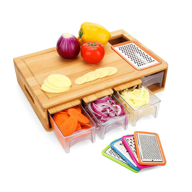 Bamboo Cutting Board with Containers